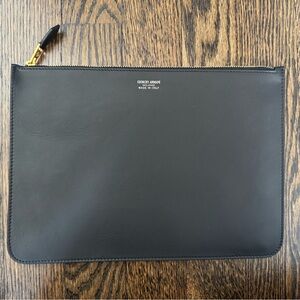 Giorgio Armani Black Leather Clutch.